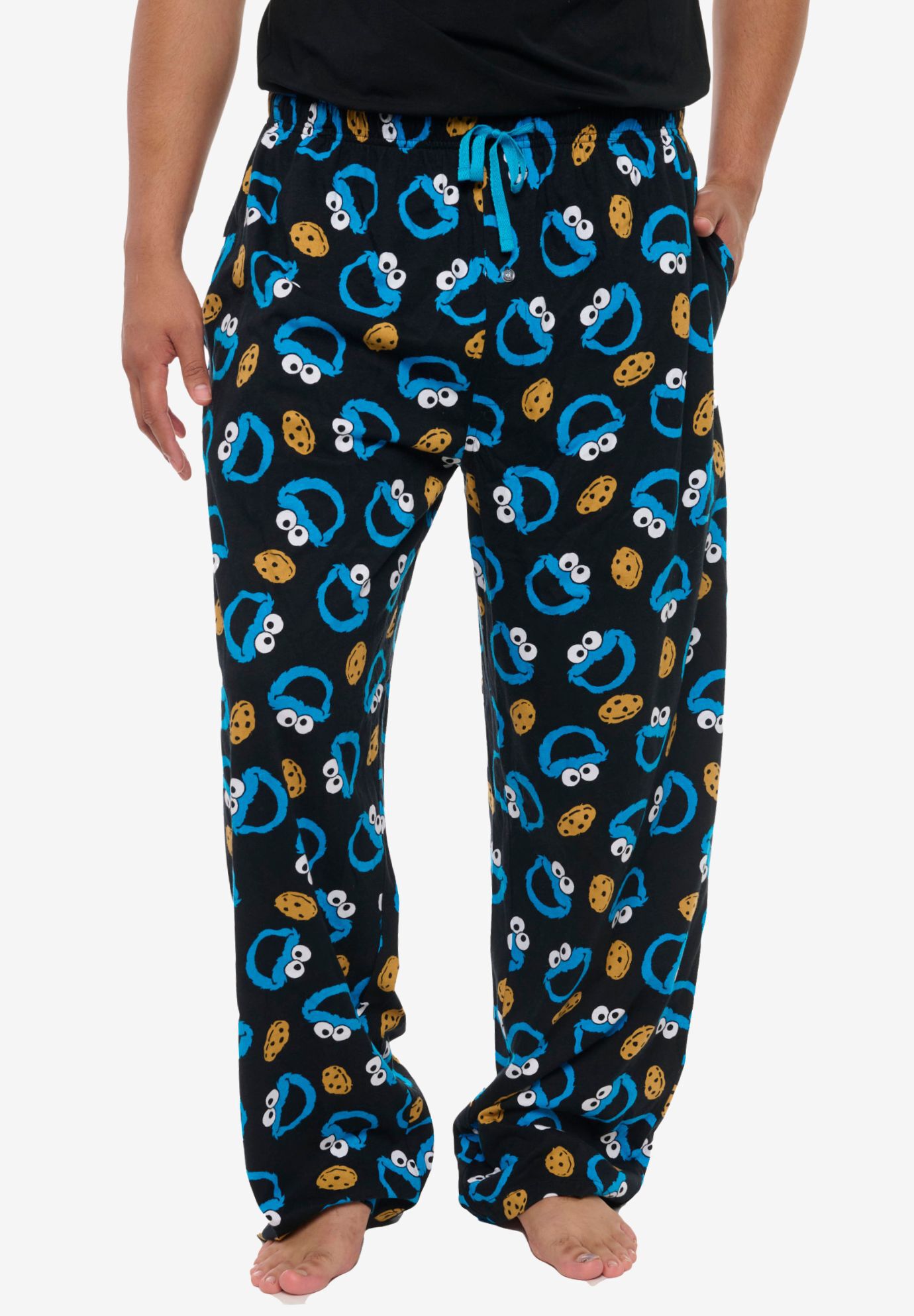 Cookie Monster Pajama Pants Lounge Wear With Pockets, BLUE, hi-res image number 0