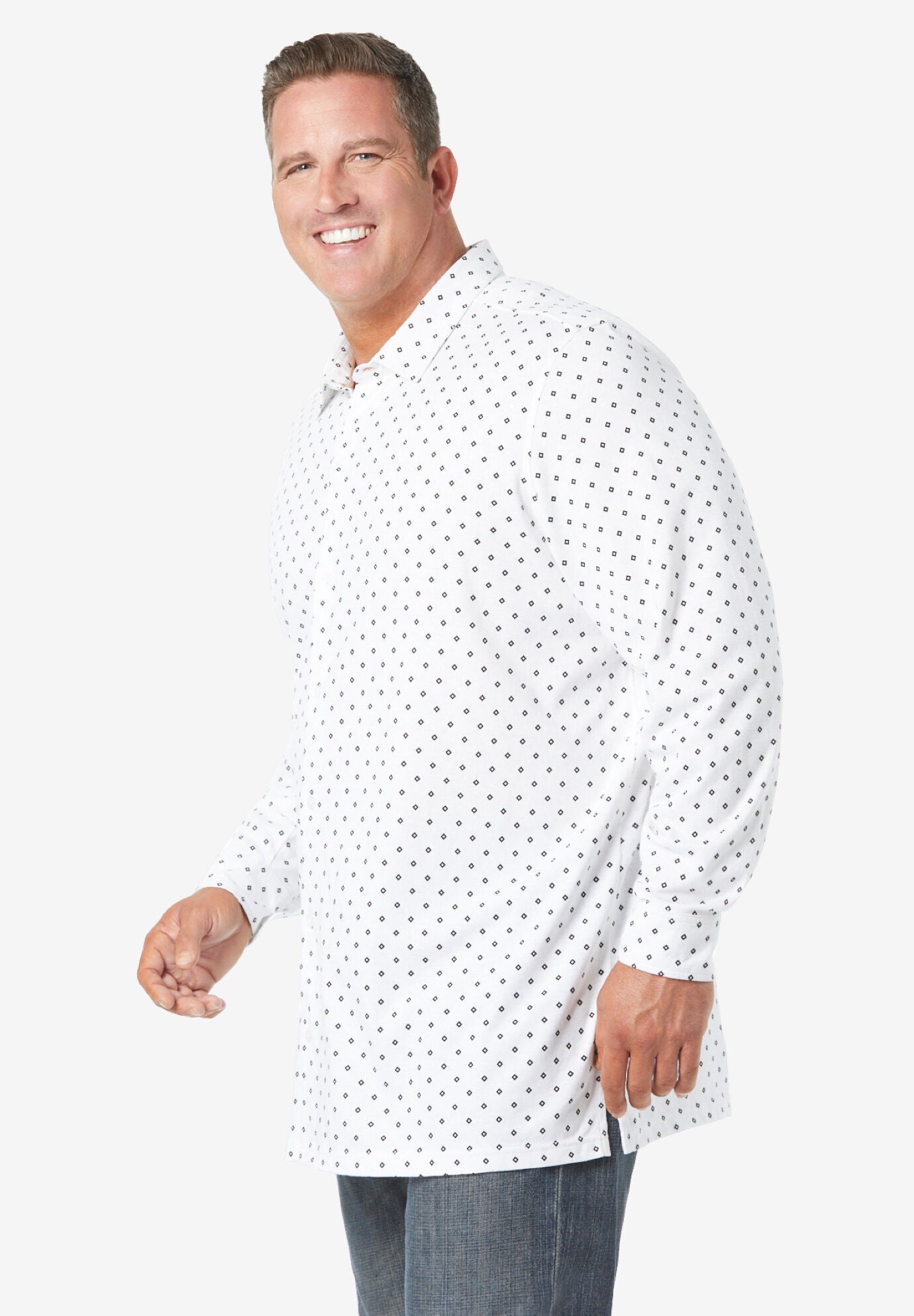 Stretch Knit Long Sleeve Buttondown, , alternate image number 2