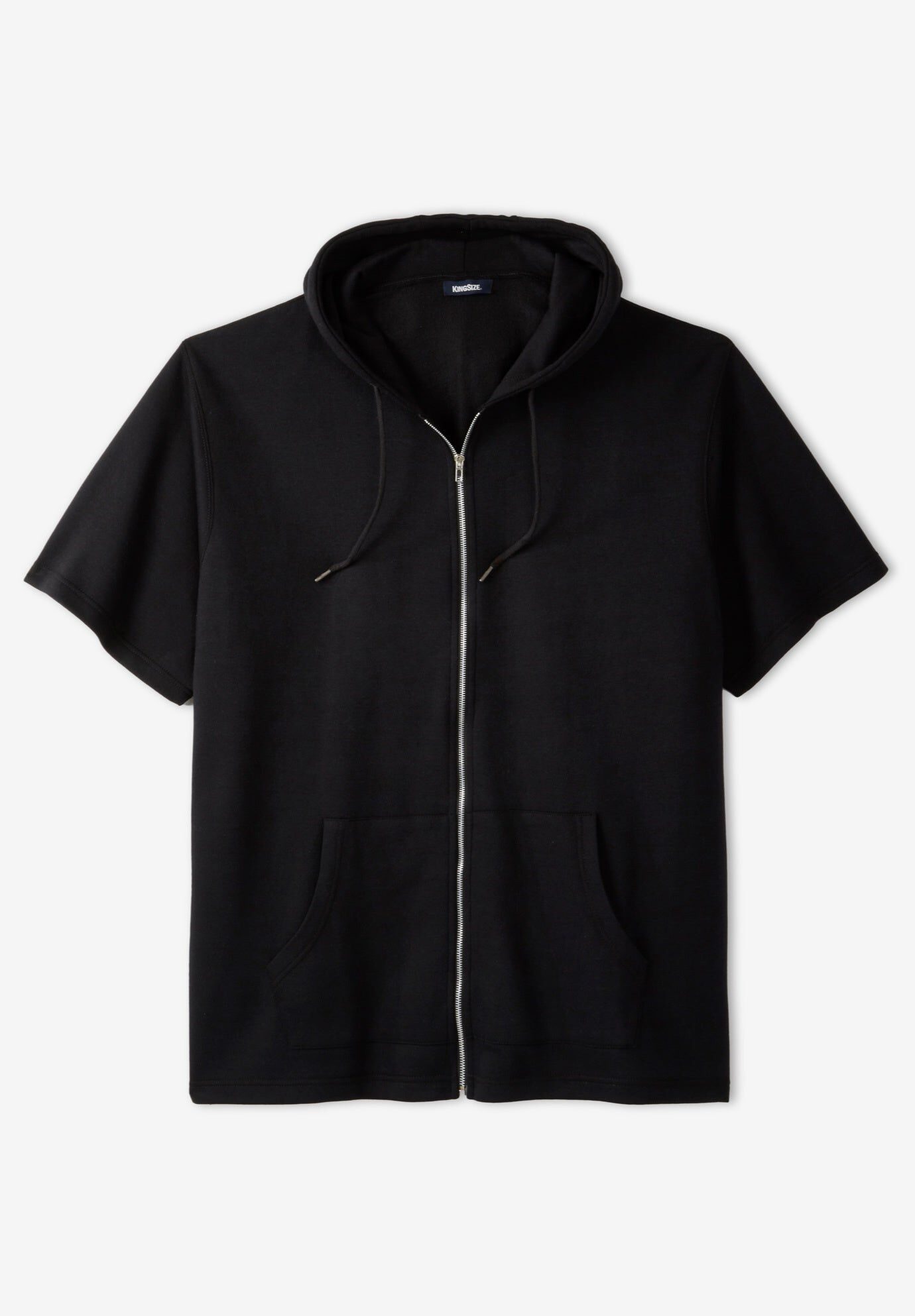 Short Sleeve Full Zip Hoodie, BLACK, hi-res image number 0