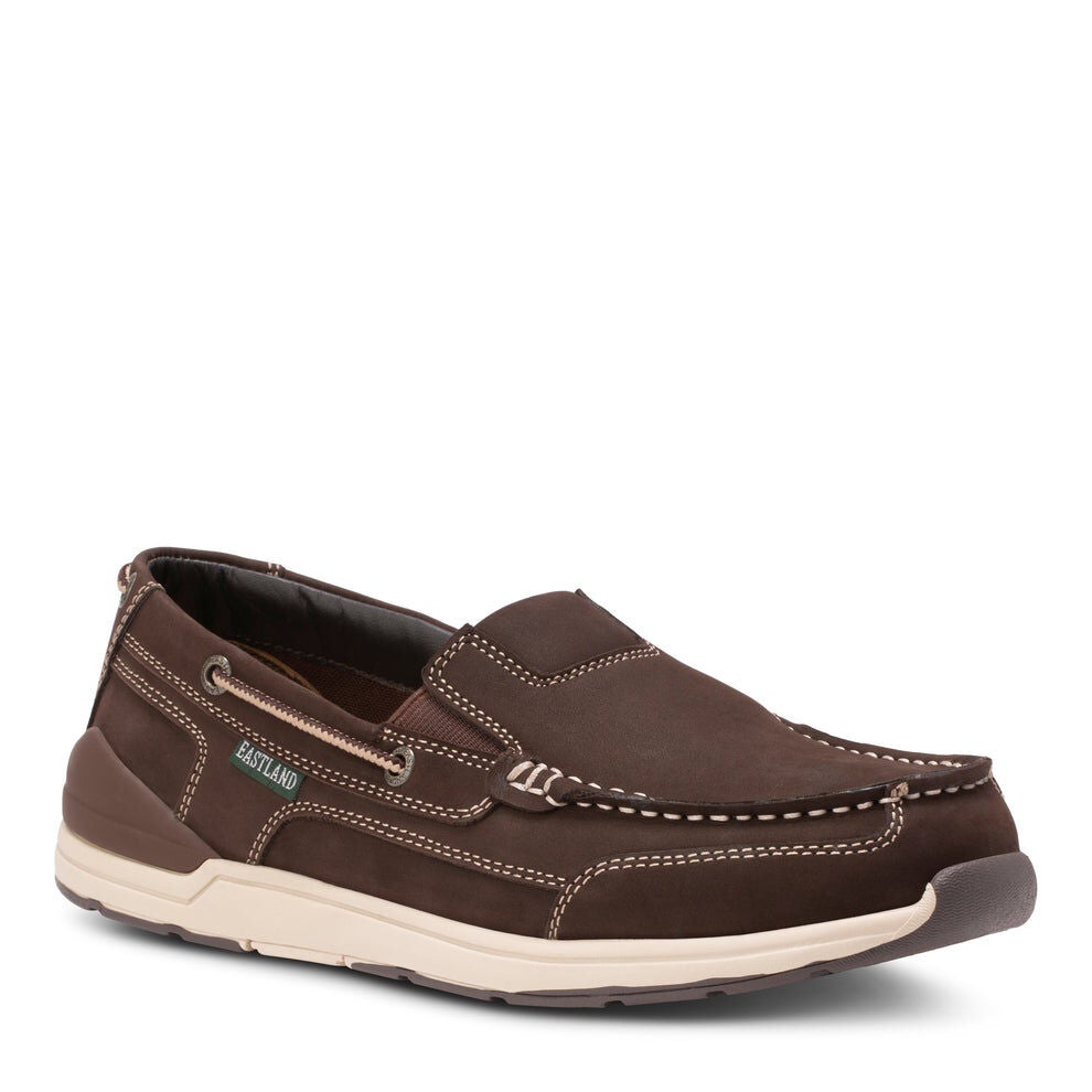 Thames Leather Boat Shoe Slip On, BROWN, hi-res image number 0