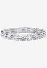 Diamond-Accented Silver-Tone Link Bracelet 9", SILVER, hi-res image number null