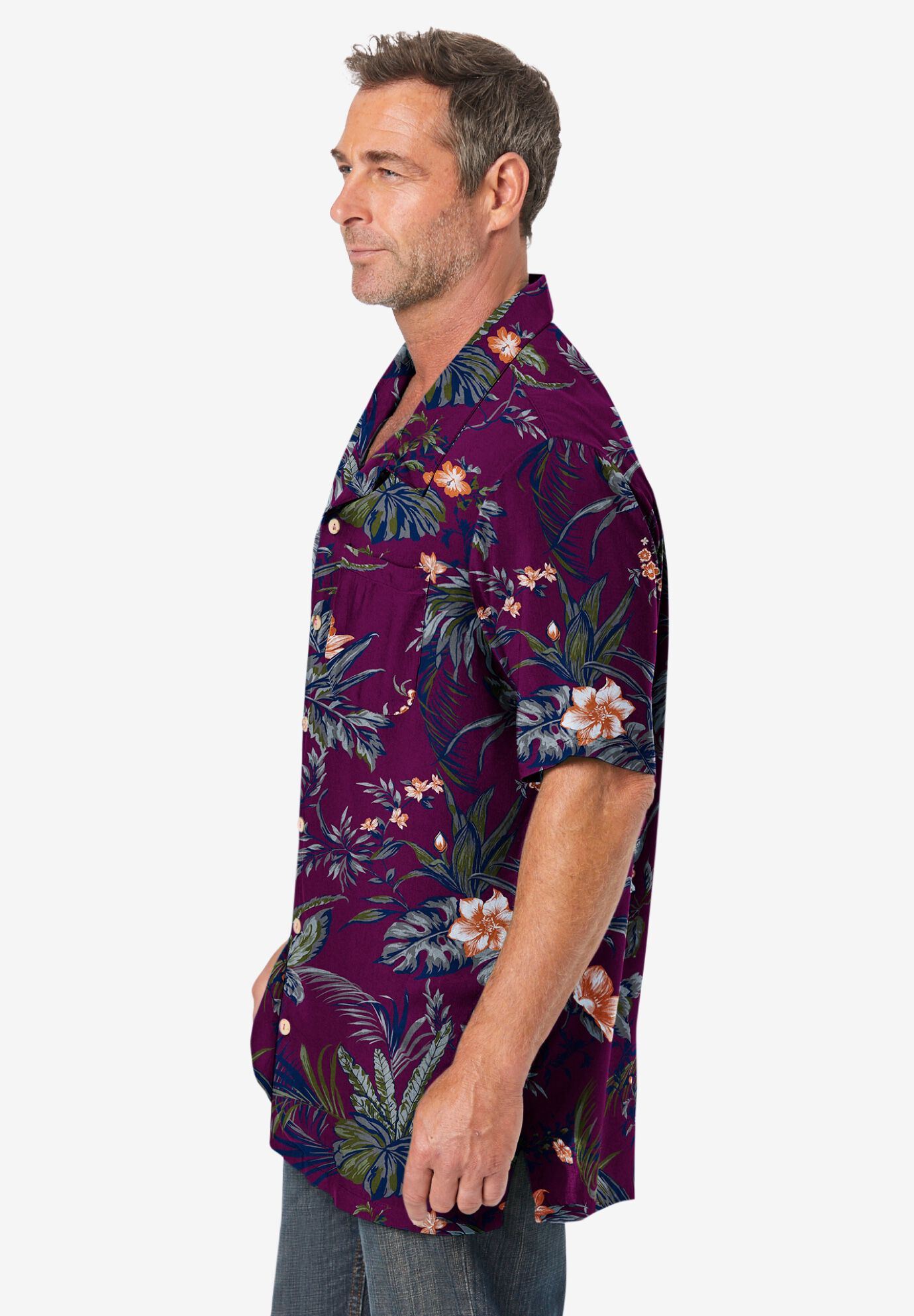 Printed Camp Shirt, HARVEST ISLAND, alternate image number 3