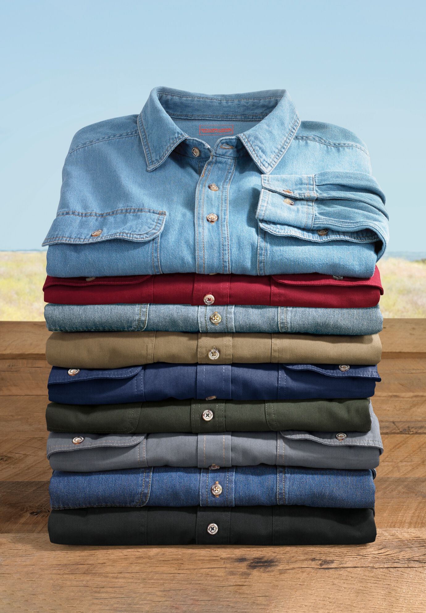 Long Sleeve Denim and Twill Shirt, , alternate image number 5
