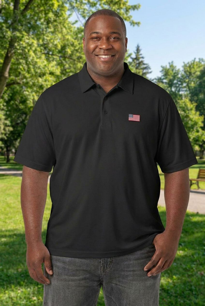 Big and Tall Americana Polo from KingSize, BLACK, alternate image number 2