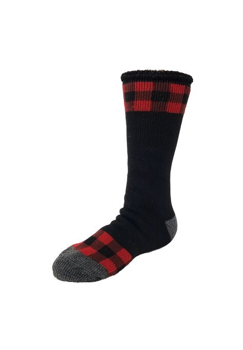 Mens Buffalo Check Thermal Sock 2.7 Tog Thermal Sock, BLACK, hi-res image number null