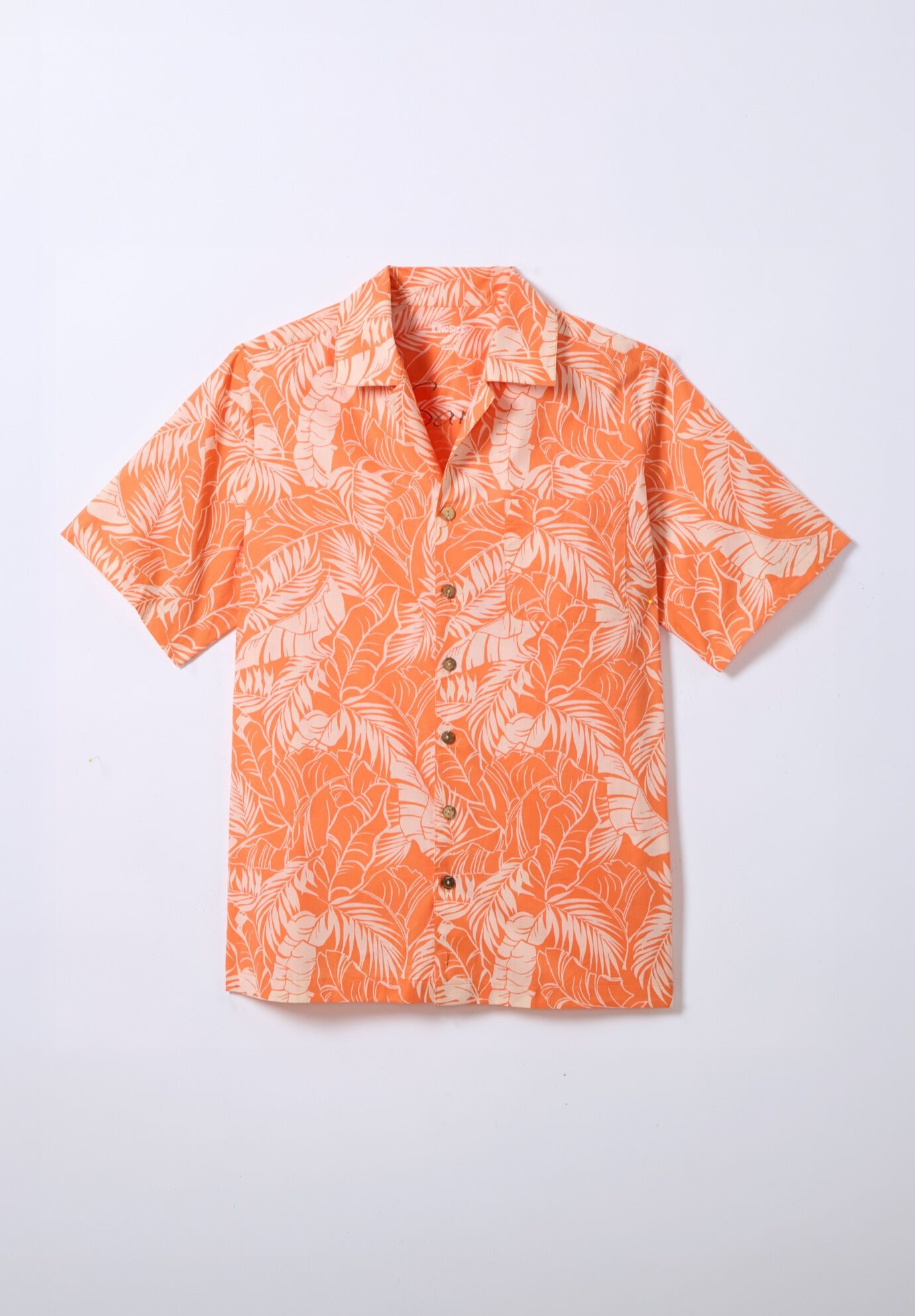100% Cotton Hawaiian Shirt, ORANGE LEAF, alternate image number 3
