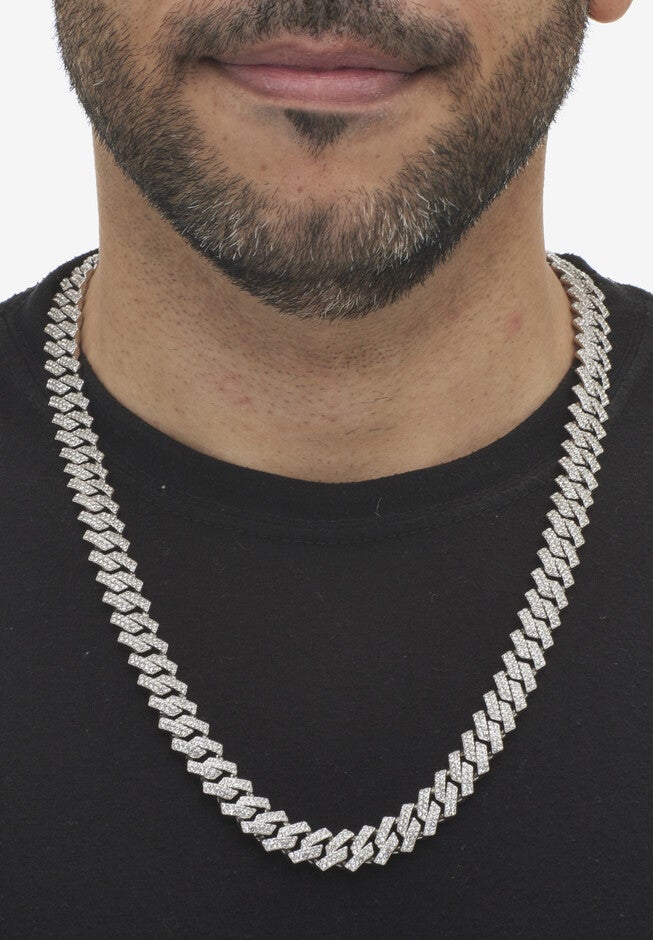 Round Crystal Silvertone Link Necklace 24-Inch, , alternate image number null