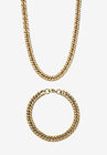 Men'S 2 Piece Curb-Link Gold Ion-Plated Stainless Steel Set (8Mm) 24" & 9" Lengths, GOLD, hi-res image number null