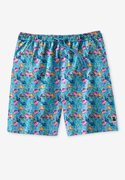 5" Flex Swim Trunks with Breathable Stretch Liner by Meekos, SCHOOL OF FISH, hi-res image number null