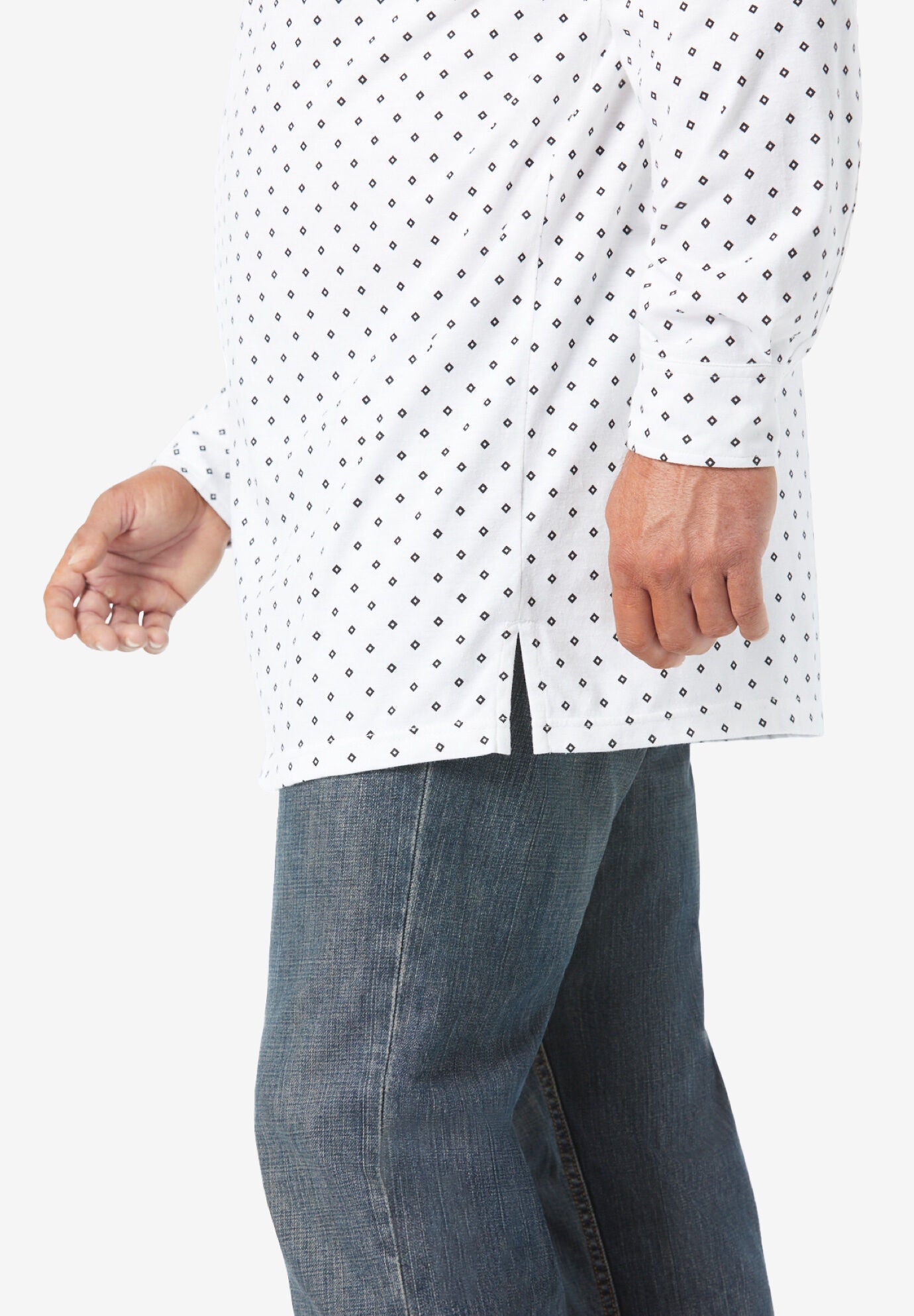 Stretch Knit Long Sleeve Buttondown, , alternate image number 3