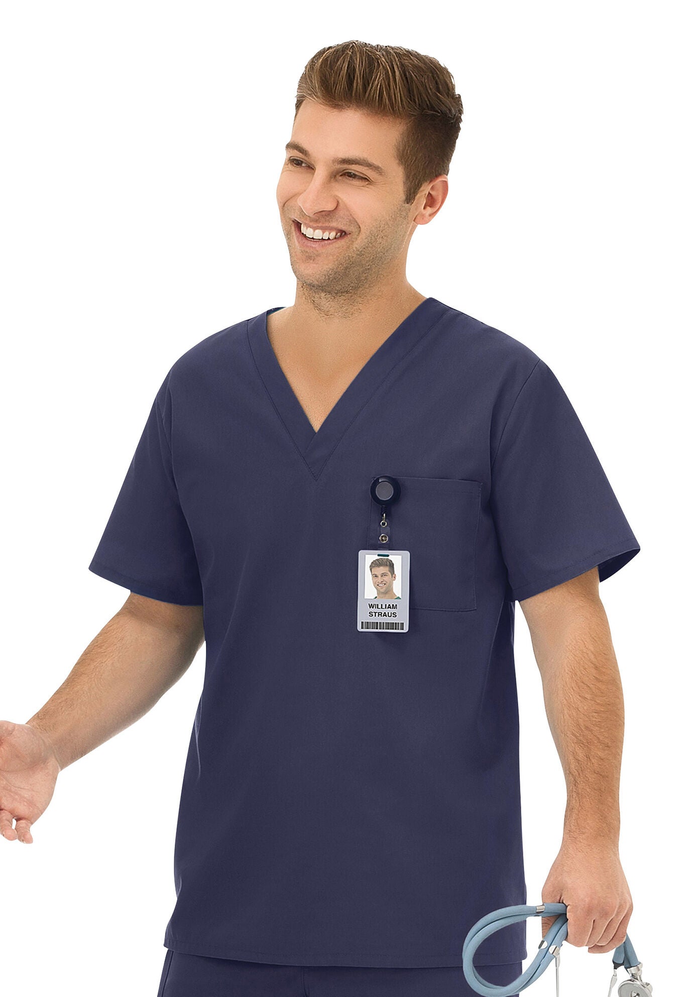Unisex One Pocket Scrub Top, NAVY, hi-res image number 0