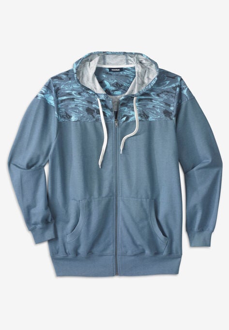 French Terry Snow Lodge Hoodie, HEATHER SLATE BLUE MARBLE, hi-res image number null