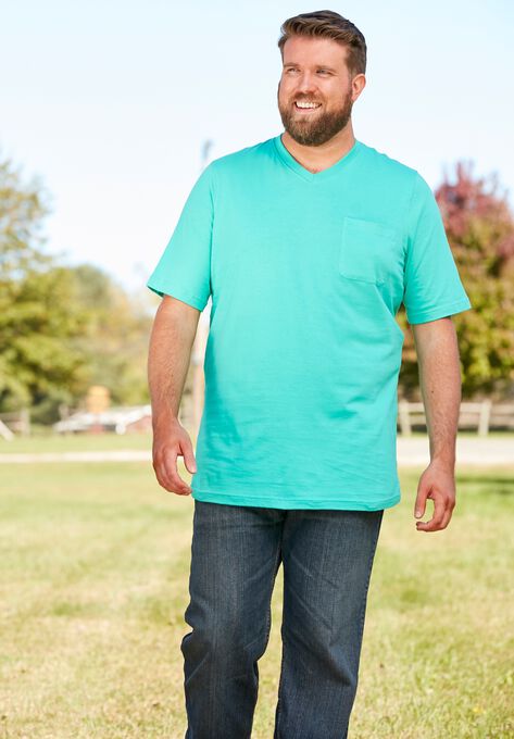 Shrink-Less™ Lightweight Longer-Length V-neck T-shirt, , alternate image number null