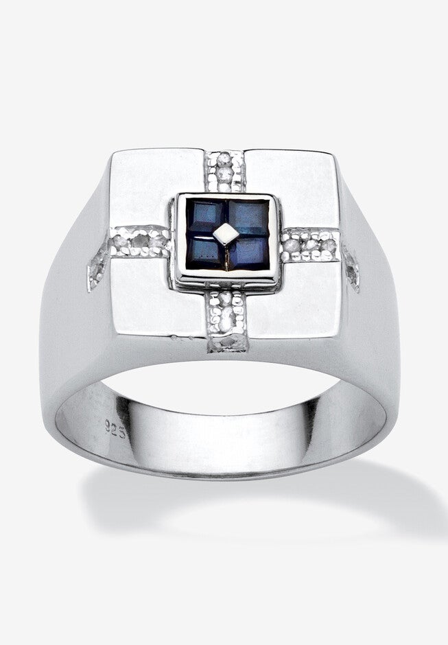 Sterling Silver Genuine Blue Sapphire and Diamond Accent Ring, WHITE, hi-res image number 0