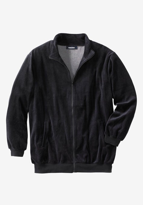 Velour Full-Zip Jacket, BLACK, hi-res image number null
