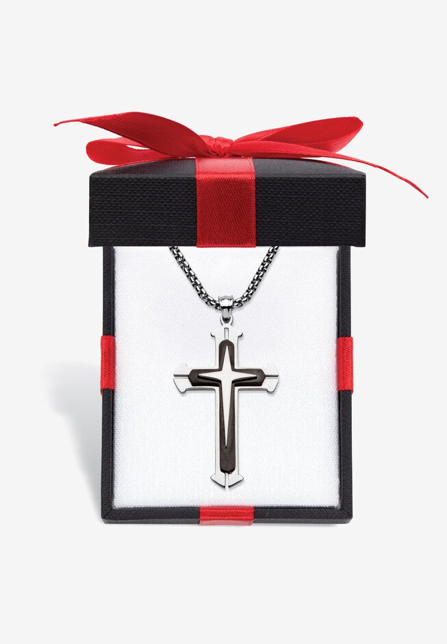 Stainless Steel Cross Pendant with 24 inches Chain, STAINLESS STEEL, hi-res image number 0
