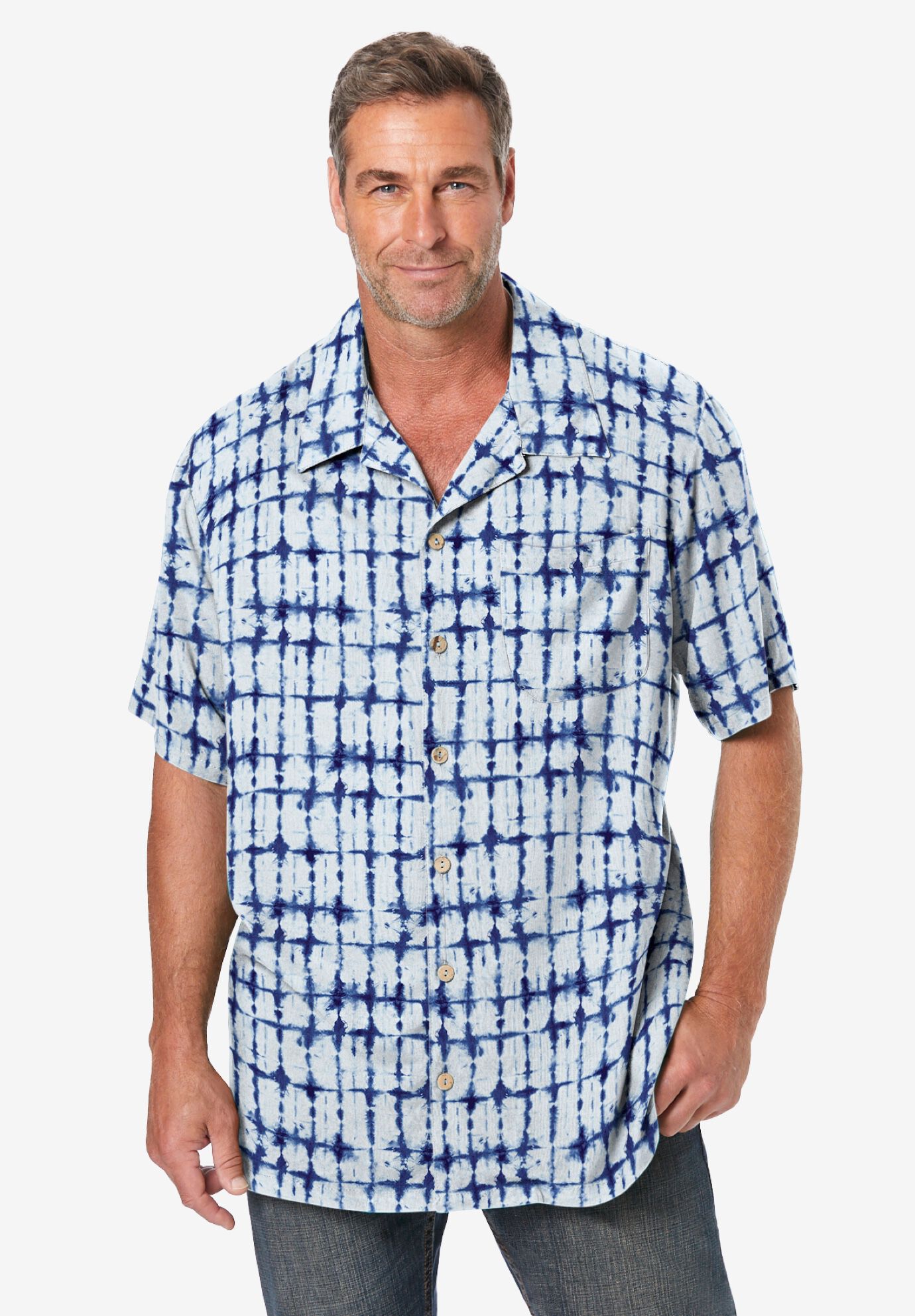Printed Camp Shirt, BLUE STRIPE TIE DYE, alternate image number 5