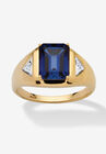 Men's 18K Gold over Sterling Silver Sapphire and Diamond Accent Ring, SAPPHIRE DIAMOND, hi-res image number null