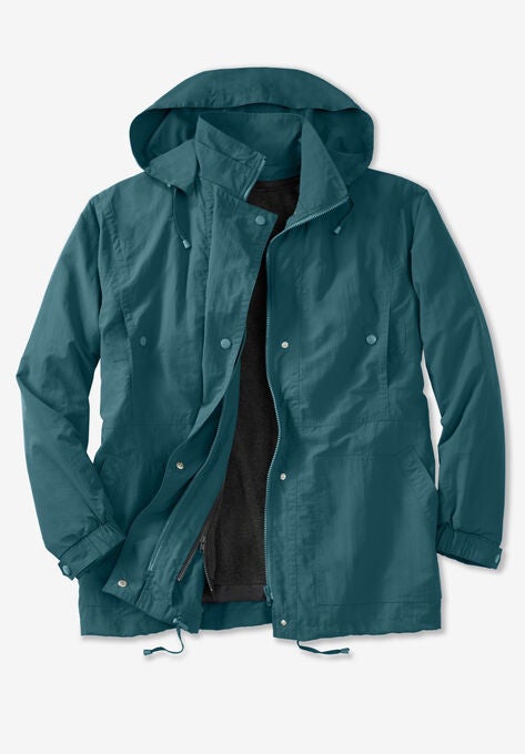 Fleece-lined Taslan Anorak, MIDNIGHT TEAL, hi-res image number null