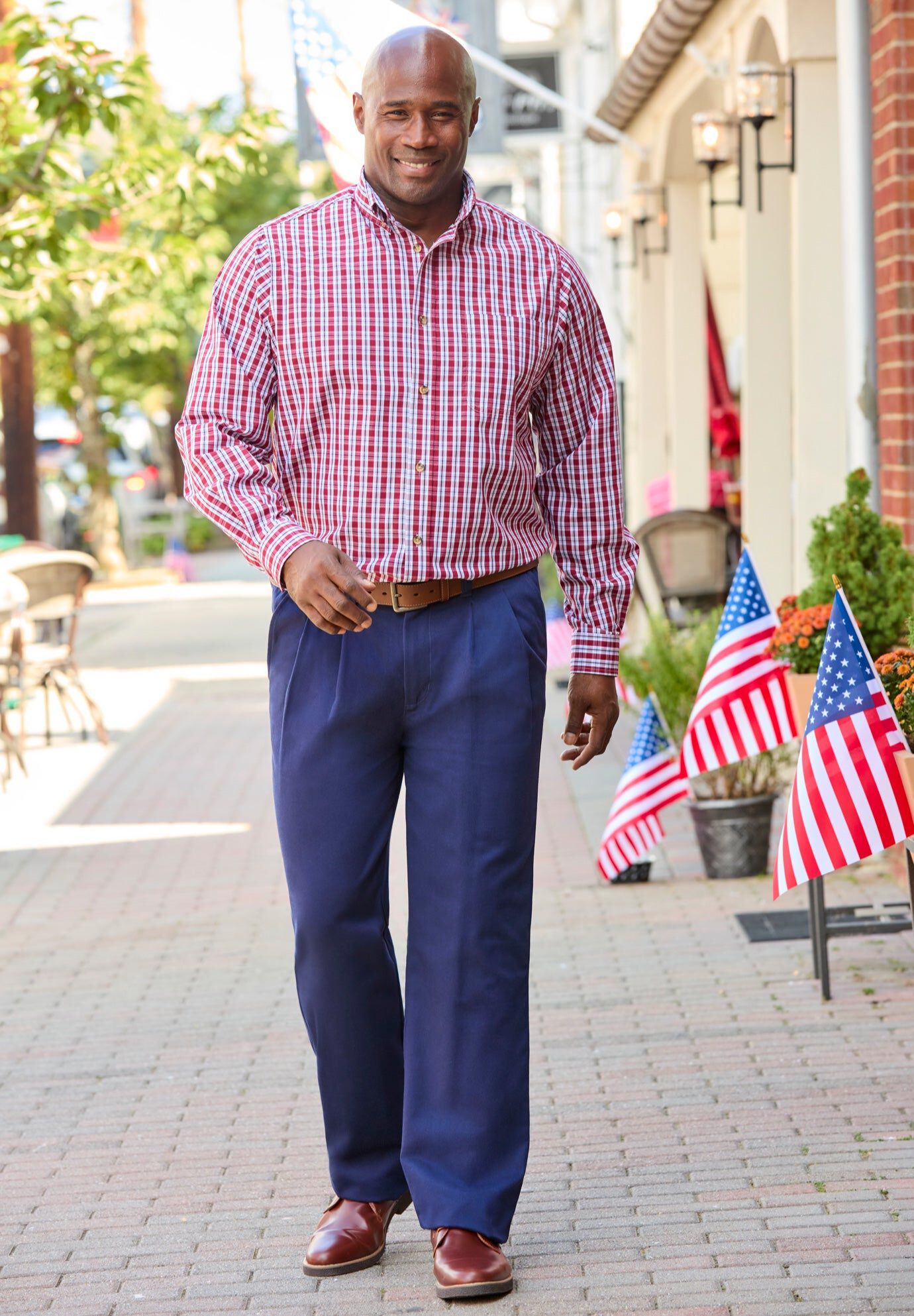 Long Sleeve Wrinkle Free Sport Shirt, RICH BURGUNDY CHECK, hi-res image number 0