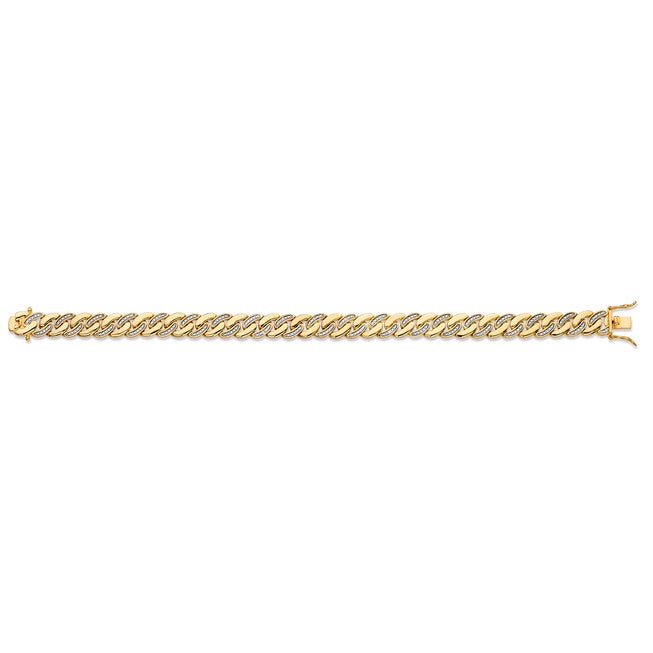 Men's Diamond Accent Gold-Plated Angled Curb-Link Bracelet 8.5 inches, WHITE, alternate image number 3