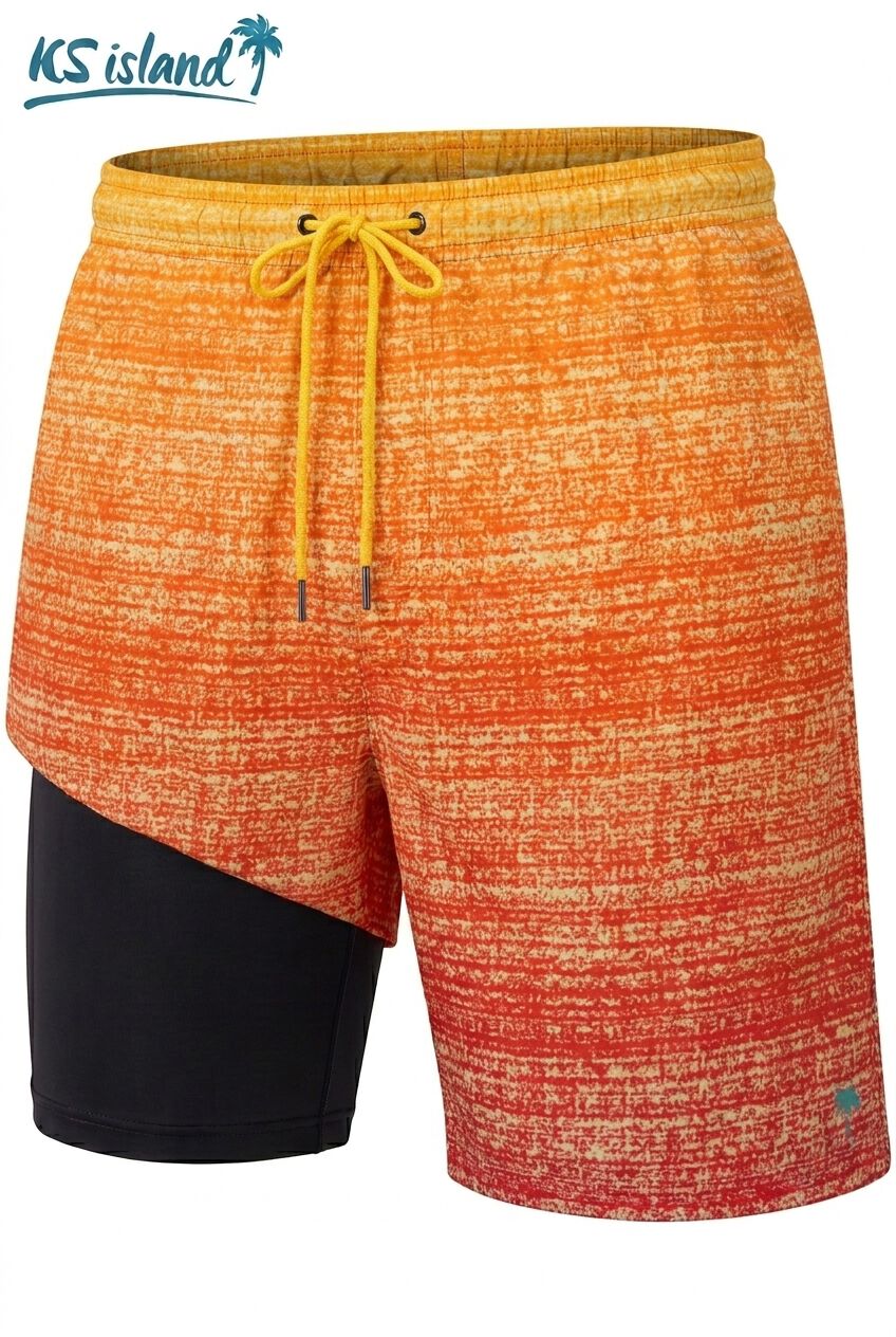 8 inches Swim Trunks with Super Stretch Liner, SUNSET OMBRE, alternate image number 6