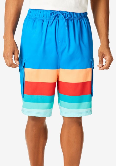 KS Island™ 8" Flex Cargo Swim Trunks, BRIGHT BLUE COLORBLOCK, hi-res image number null