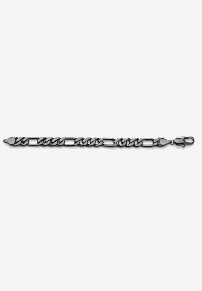 Men's Black Ruthenium Plated Figaro Link Bracelet (11mm), 9 inches, , alternate image number 3