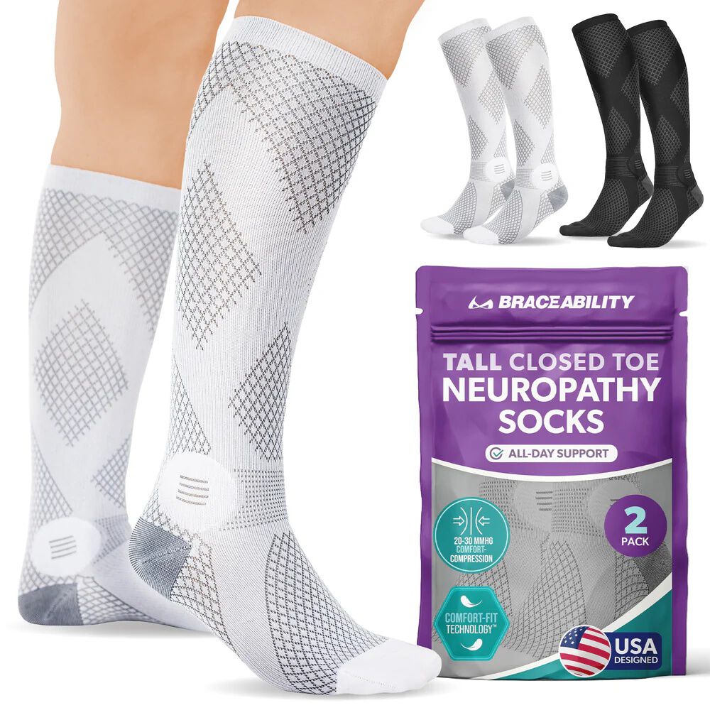 Closed Tall Knee High Compression Socks, GRAY, hi-res image number 0