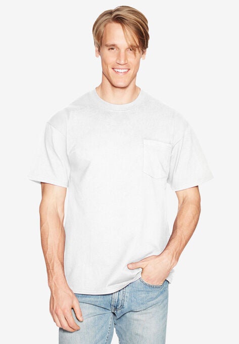 Hanes® Beefy-T Pocket T-Shirt, WHITE, hi-res image number null