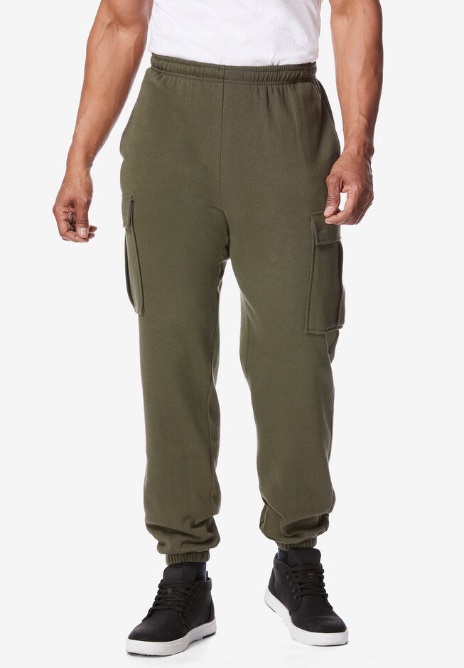 Full Elastic Fleece Cargo Jogger, OLIVE, hi-res image number null