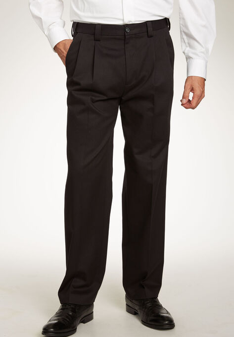 Classic Fit Wrinkle-Free Expandable Waist Pleat Front Pants, BLACK, hi-res image number null