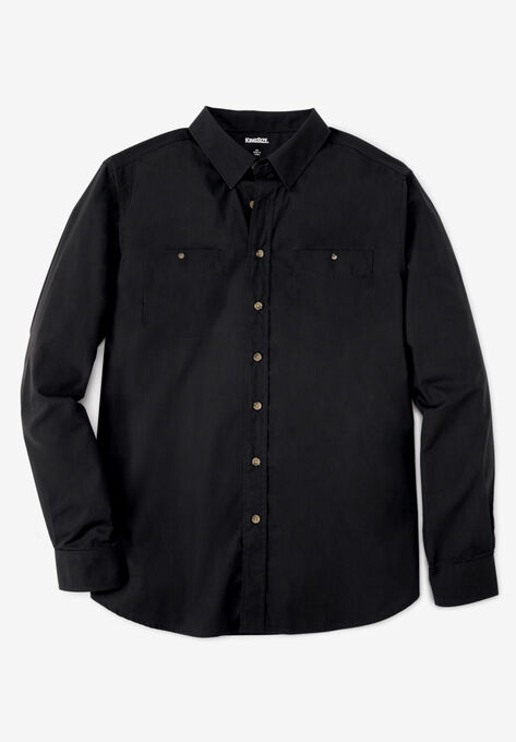 Long Sleeve Wrinkle Resistant Sport Shirt, BLACK, hi-res image number null
