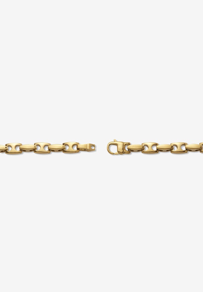 Men'S Yellow Gold Ion-Plated Stainless Steel Link Bracelet 8.5 Inch, , on-hover image number null