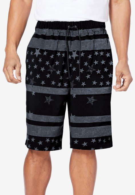Basic 4-way Flex Swim Trunk, BLACK GREY FLAG, hi-res image number null