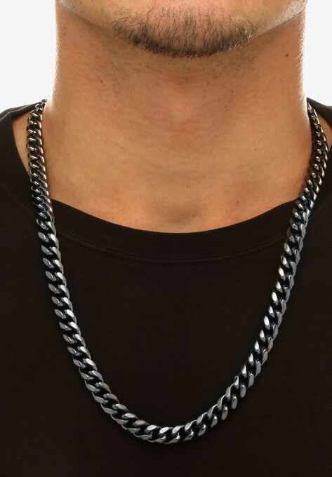 Men's Black Ruthenium Plated Curb Link Chain Necklace (10.5mm), 24 inches, , alternate image number null