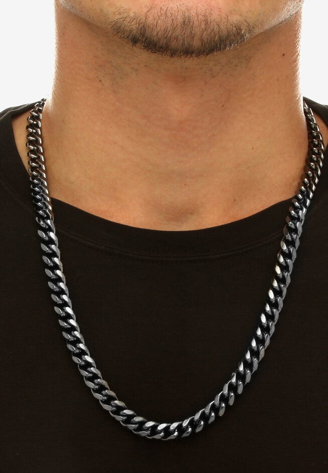 Men's Black Ruthenium Plated Curb Link Chain Necklace (10.5mm), 24 inches, , alternate image number 2