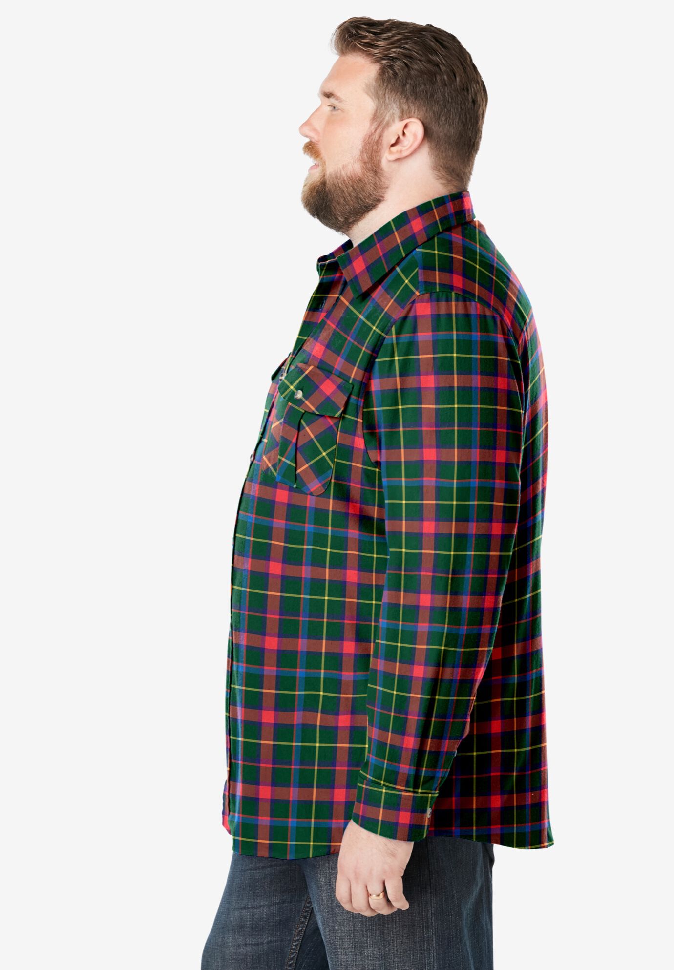 Signature Plaid Flannel Shirt, HOLIDAY MULTI PLAID, alternate image number 3
