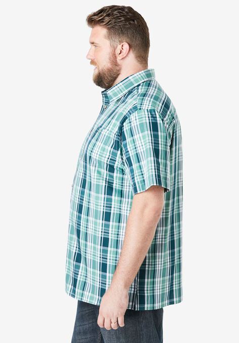 Short-Sleeve Plaid Sport Shirt, , alternate image number null