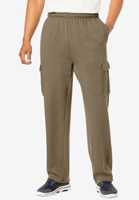 Fleece Cargo Sweatpants, HEATHER BEIGE, hi-res image number null