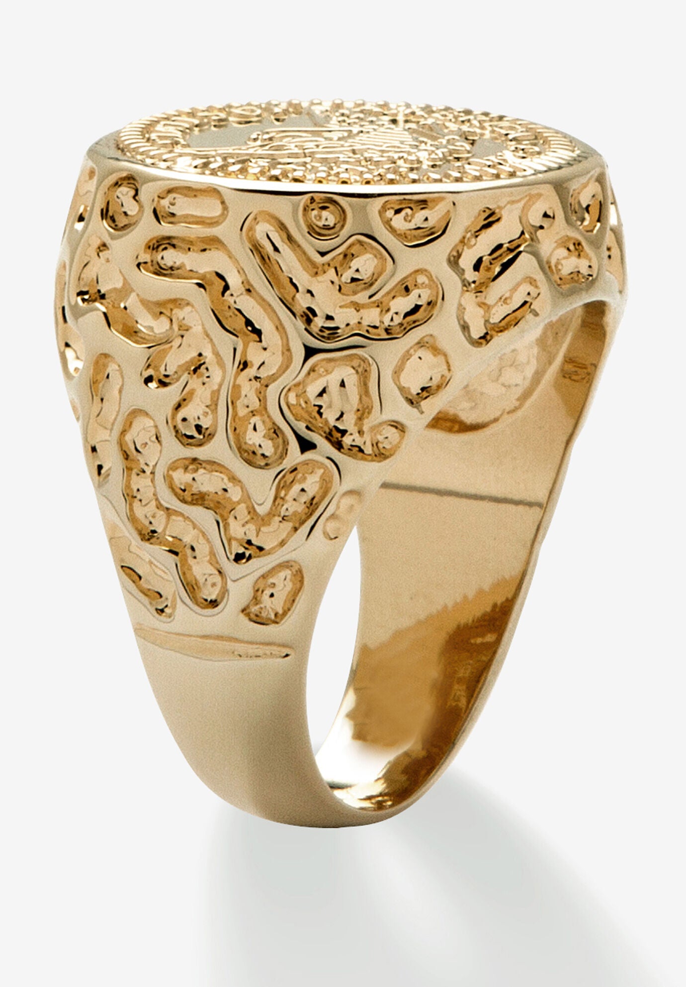 Men'S Gold-Plated American Eagle Coin Replica Nugget-Style Ring, , on-hover image number 1
