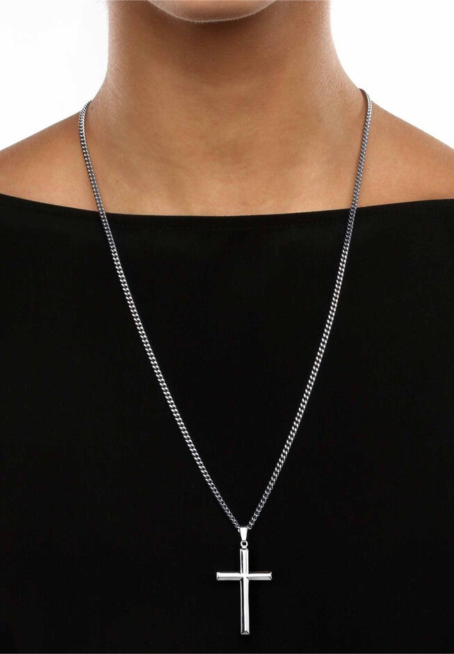 Sterling Silver Cross Pendant with 24 inch Chain, , alternate image number 2