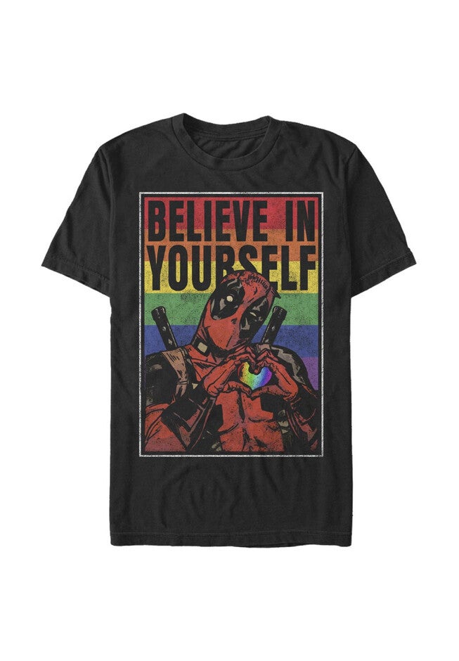 Deadpool Believe Rainbow Tops & Tees, BLACK, hi-res image number null