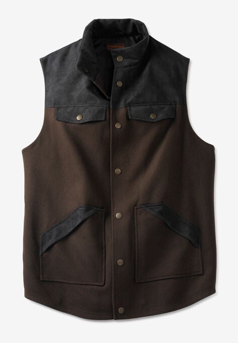 BOULDER CREEK™ PLAID MULTI-POCKET VEST, DARK BROWN, hi-res image number null