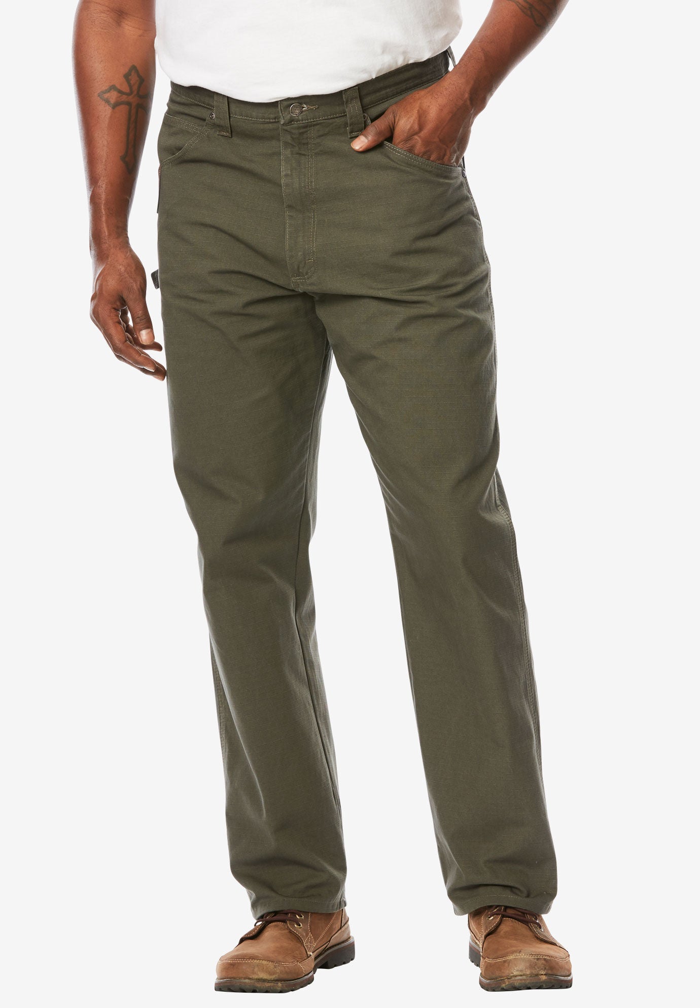 Wrangler&reg; Riggs Workwear Denim Ripstop Carpenter Jeans, LODEN, hi-res image number 0