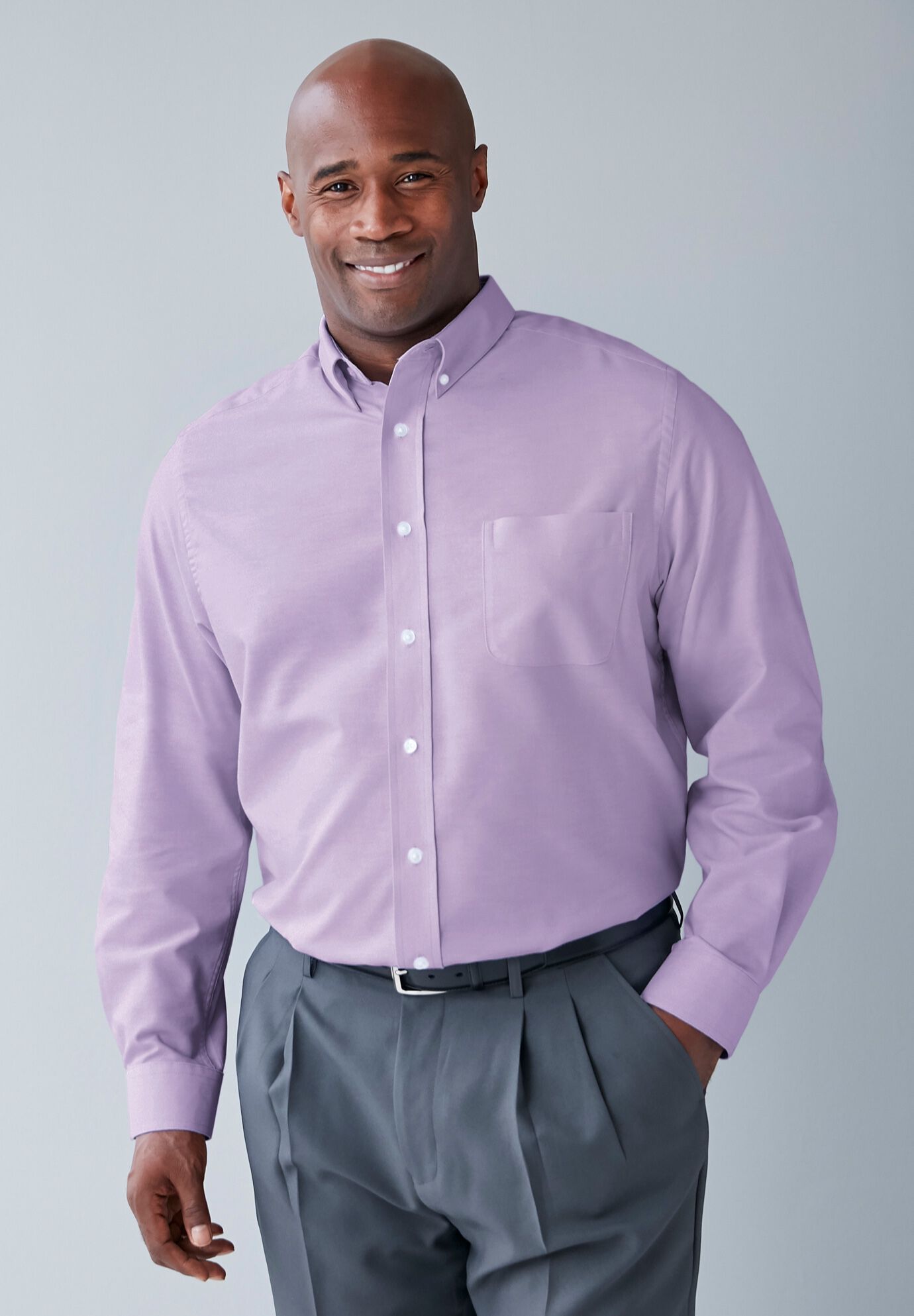 Long-Sleeve Wrinkle-Free Everyday Oxford, SOFT PURPLE, alternate image number 2