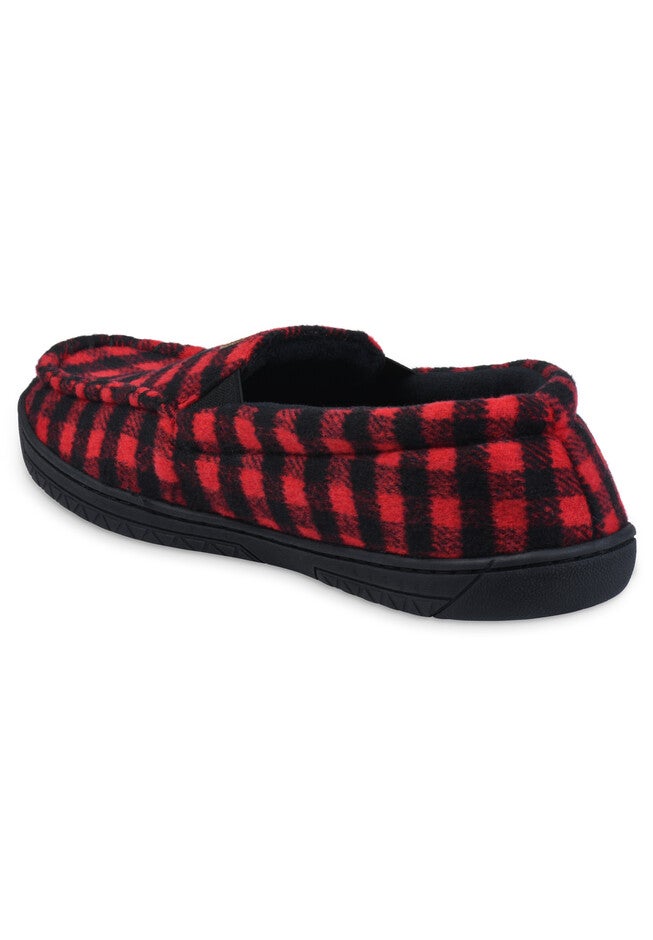 Mens Holiday Plaid Mocassin Slipper With Velour Lining, , alternate image number 2