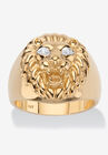 Men's Gold over Sterling Silver Genuine Diamond Accent Lion Ring, DIAMOND, hi-res image number 0