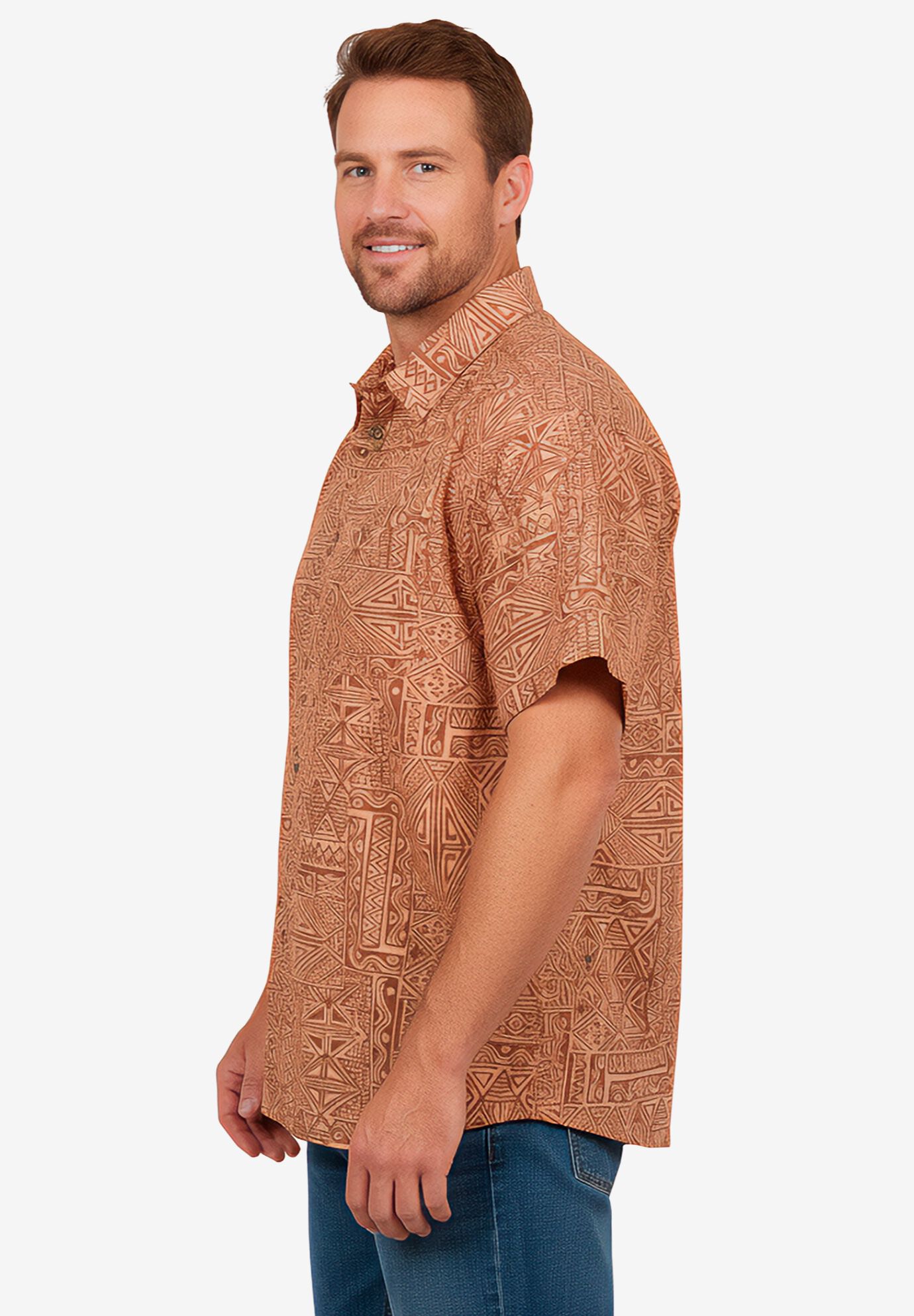 Easy Care Woven Sport Shirt, ORANGE BATIK, alternate image number 2