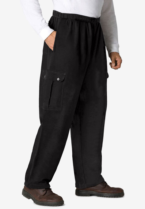 Thermal-Lined Cargo Pants, BLACK, hi-res image number null